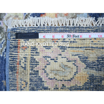 Oushak And Peshawar Wool Hand Knotted Rug Blue Blue 3.0X9.7 -O074123