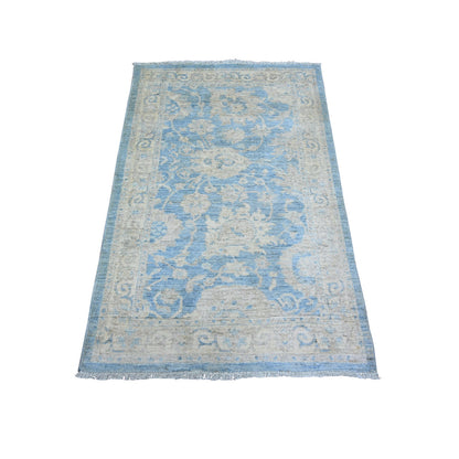 Oushak And Peshawar Wool Hand Knotted Rug Blue Gray 3.0X5.0 -O074129