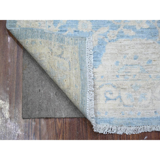 Oushak And Peshawar Wool Hand Knotted Rug Blue Gray 3.0X5.0 -O074129