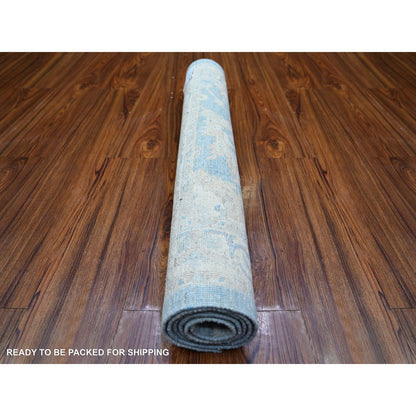 Oushak And Peshawar Wool Hand Knotted Rug Blue Gray 3.0X5.0 -O074129