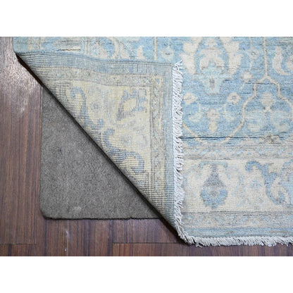 Oushak And Peshawar Wool Hand Knotted Rug Blue Cream 2.8X15.2 -O074133