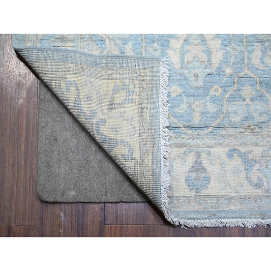 Oushak And Peshawar Wool Hand Knotted Rug Blue Cream 2.8X15.2 -O074133