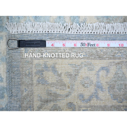 Oushak And Peshawar Wool Hand Knotted Rug Blue Cream 2.8X15.2 -O074133