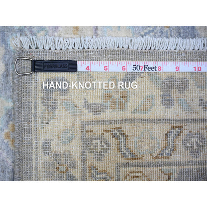 Oushak And Peshawar Wool Hand Knotted Rug Blue Ivory 2.7X9.6 -O074135