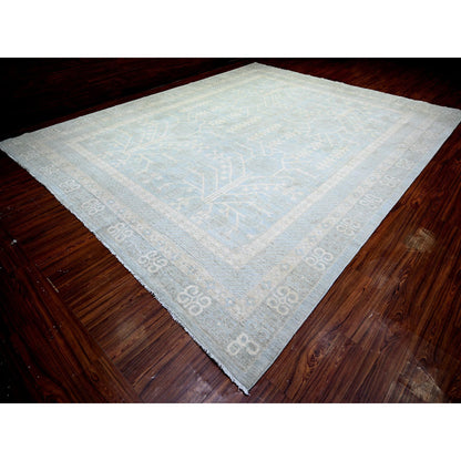 Oushak And Peshawar Wool Hand Knotted Rug Blue Light Blue 11.8X14.5 -O074146