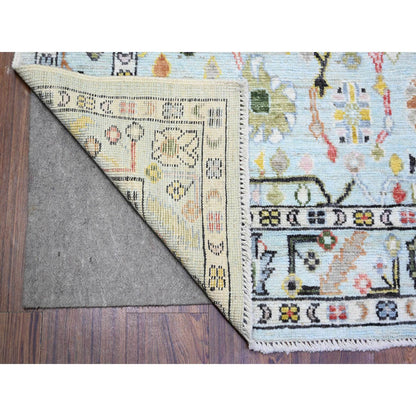 Oushak And Peshawar Wool Hand Knotted Rug Blue Light Blue 4.1X10.0 -O074164