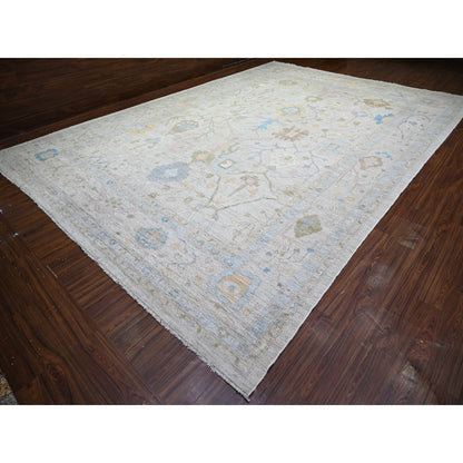 Oushak And Peshawar Wool Hand Knotted Rug Beige Beige 12.0X17.2 -O074167