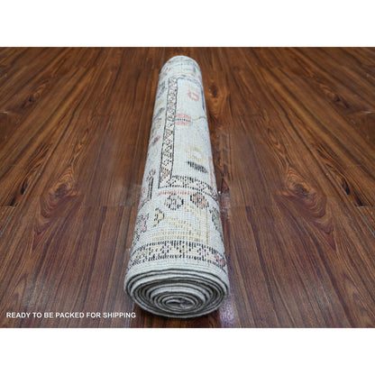 Oushak And Peshawar Wool Hand Knotted Rug Blue Light Blue 2.10X11.6 -O074169