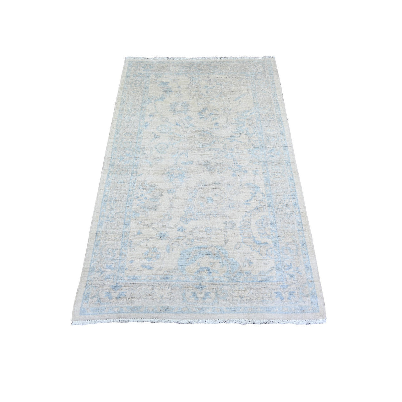 Oushak And Peshawar Wool Hand Knotted Rug Ivory Ivory 3.0X5.0 -O074178