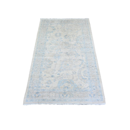 Oushak And Peshawar Wool Hand Knotted Rug Ivory Ivory 3.0X5.0 -O074178