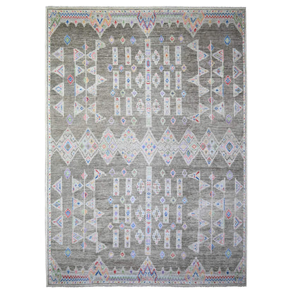 Oushak And Peshawar Wool Hand Knotted Rug Grey No Border 9.9X13.6 -O074180