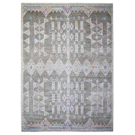 Oushak And Peshawar Wool Hand Knotted Rug Grey No Border 9.9X13.6 -O074180