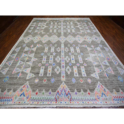 Oushak And Peshawar Wool Hand Knotted Rug Grey No Border 9.9X13.6 -O074180