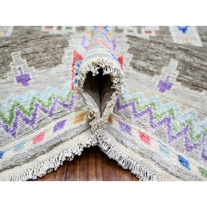 Oushak And Peshawar Wool Hand Knotted Rug Grey No Border 9.9X13.6 -O074180