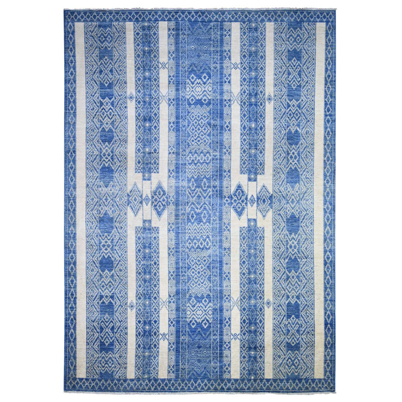 Oushak And Peshawar Wool Hand Knotted Rug Blue Blue 9.8X13.5 -O074181