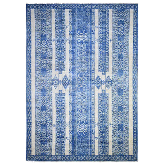 Oushak And Peshawar Wool Hand Knotted Rug Blue Blue 9.8X13.5 -O074181