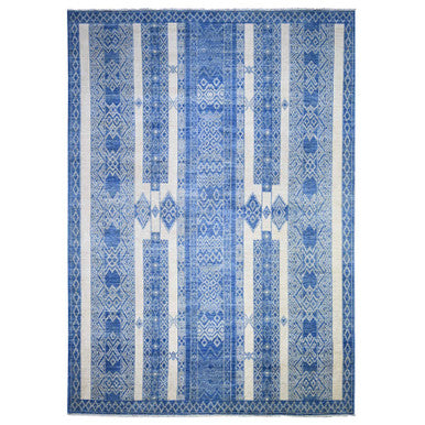 Oushak And Peshawar Wool Hand Knotted Rug Blue Blue 9.8X13.5 -O074181