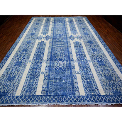 Oushak And Peshawar Wool Hand Knotted Rug Blue Blue 9.8X13.5 -O074181