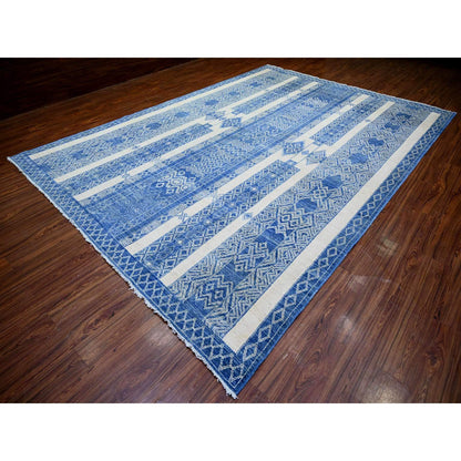 Oushak And Peshawar Wool Hand Knotted Rug Blue Blue 9.8X13.5 -O074181
