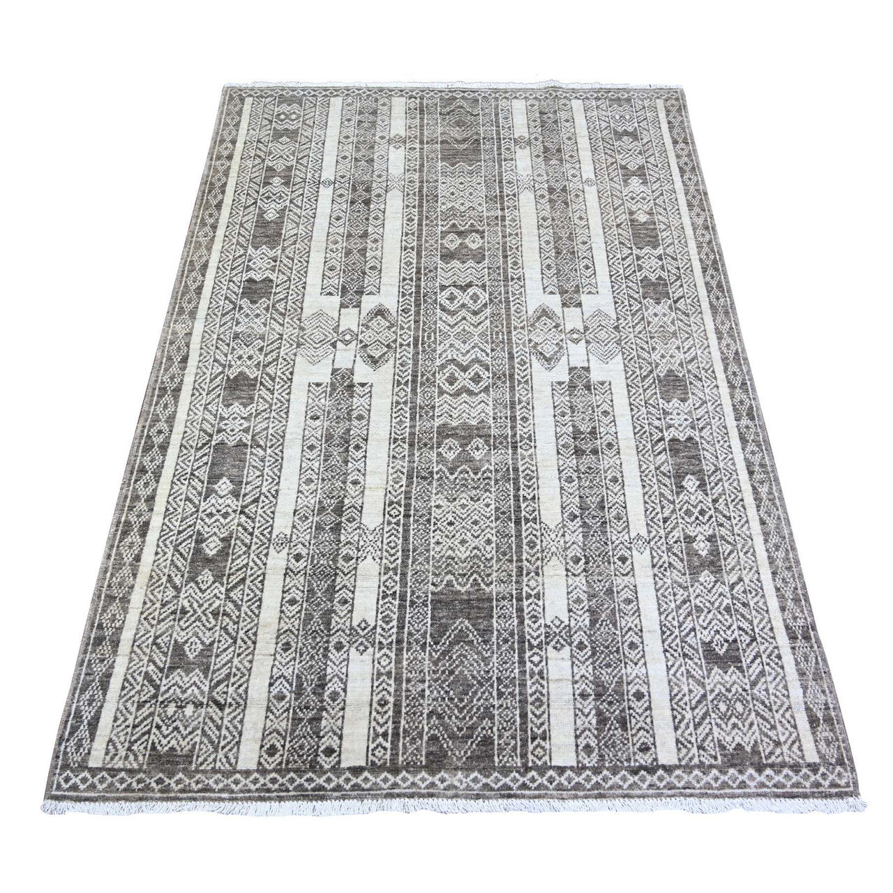 Oushak And Peshawar Wool Hand Knotted Rug Brown Brown 4.0X5.9 -O074187