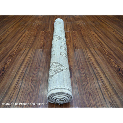 Oushak And Peshawar Wool Hand Knotted Rug Grey No Border 4.0X5.8 -O074190