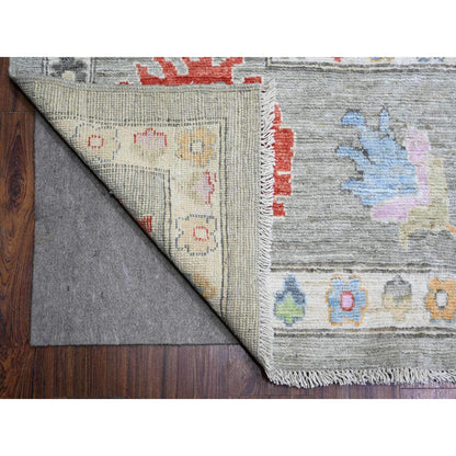 Oushak And Peshawar Wool Hand Knotted Rug Grey Gray 12.0X15.8 -O074199