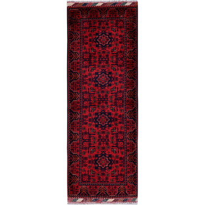 Tribal & Geometric Wool Hand Knotted Rug Red 1.9x4.11 -O0741