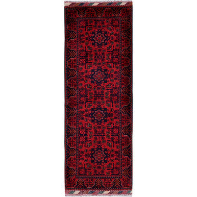 Tribal & Geometric Wool Hand Knotted Rug Red 1.9x4.11 -O0741