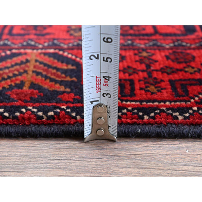 Tribal & Geometric Wool Hand Knotted Rug Red 1.9x4.11 -O0741
