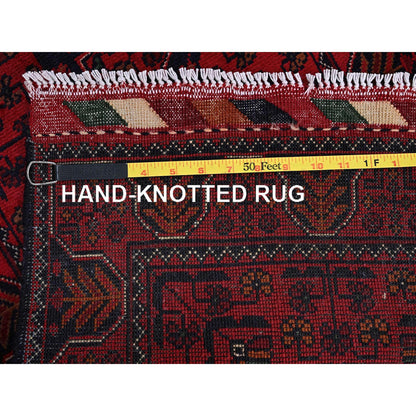 Tribal & Geometric Wool Hand Knotted Rug Red 1.9x4.11 -O0741