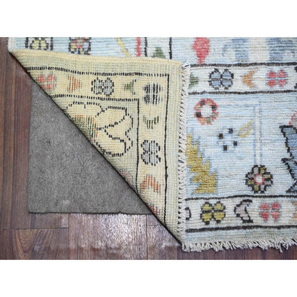 Oushak And Peshawar Wool Hand Knotted Rug Blue Blue 6.0X6.0 -O074200