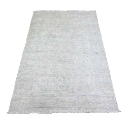 Oushak And Peshawar Wool Hand Knotted Rug Ivory Ivory 4.0X5.9 -O074205