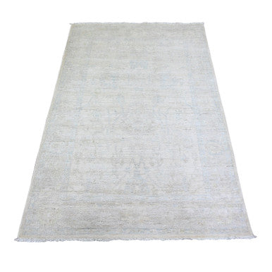 Oushak And Peshawar Wool Hand Knotted Rug Ivory Ivory 4.0X5.9 -O074205
