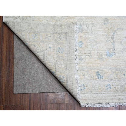 Oushak And Peshawar Wool Hand Knotted Rug Grey Ivory 11.6X17.4 -O074206