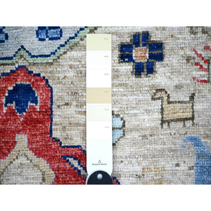 Tribal & Geometric Wool Hand Knotted Rug Brown No Border 3.1X7.9 -O074221