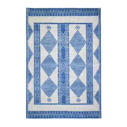 Oushak And Peshawar Wool Hand Knotted Rug Blue No Border 6.1X9.1 -O074255