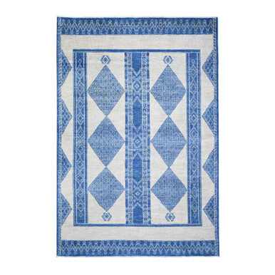 Oushak And Peshawar Wool Hand Knotted Rug Blue No Border 6.1X9.1 -O074255