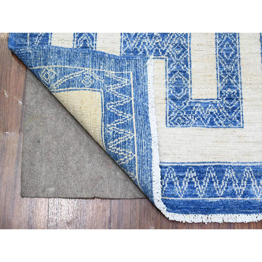 Oushak And Peshawar Wool Hand Knotted Rug Blue Blue 6.0X8.7 -O074261