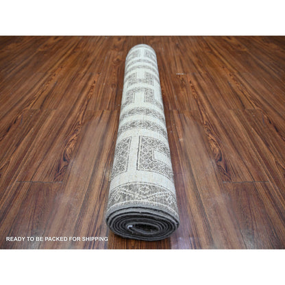 Oushak And Peshawar Wool Hand Knotted Rug Brown Brown 3.10X9.7 -O074263