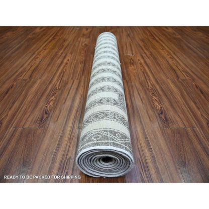 Oushak And Peshawar Wool Hand Knotted Rug Brown Brown 4.0X11.8 -O074266