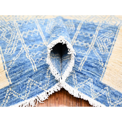 Oushak And Peshawar Wool Hand Knotted Rug Blue No Border 8.0X9.0 -O074277