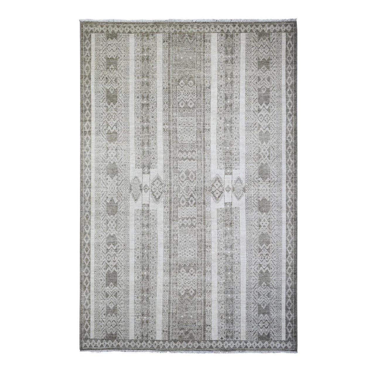 Brown 6'0" x 9'0" Oushak And Peshawar Hand knotted Wool Rug - Sku: O074278