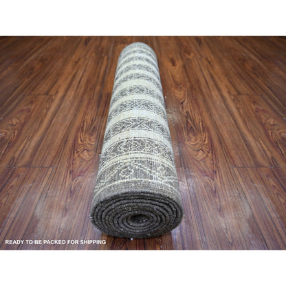 Oushak And Peshawar Wool Hand Knotted Rug Brown Brown 2.7X11.7 -O074284