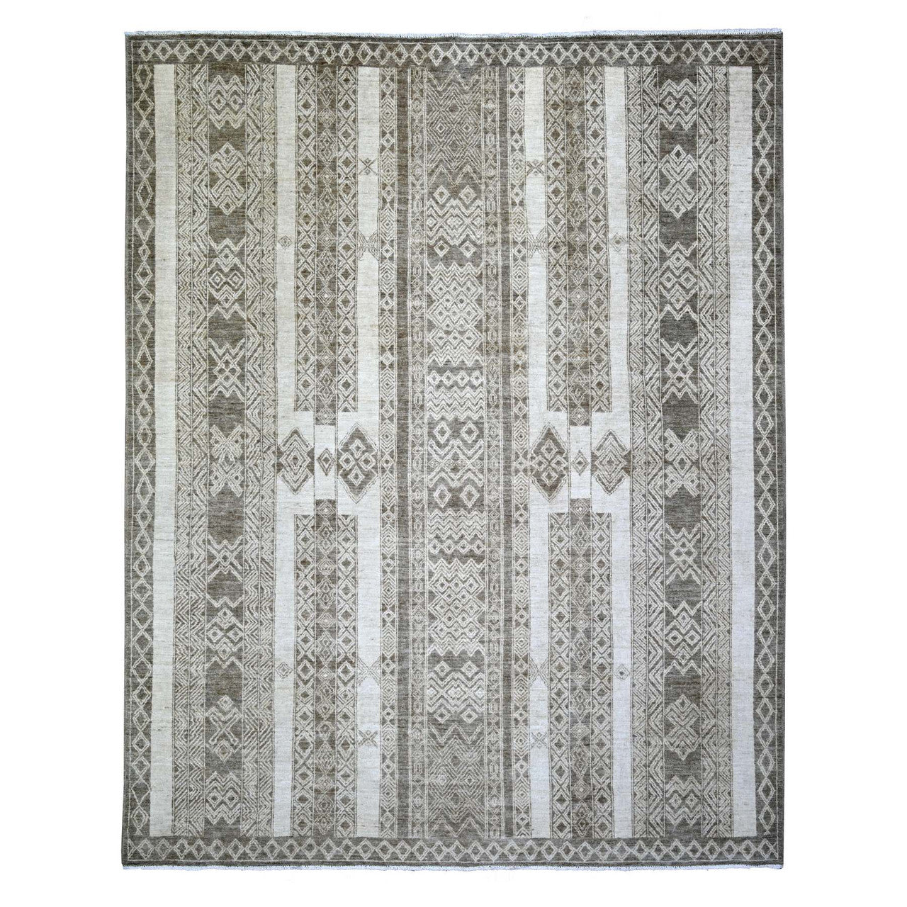 Brown 7'8" x 9'6" Oushak And Peshawar Hand knotted Wool Rug - Sku: O074297