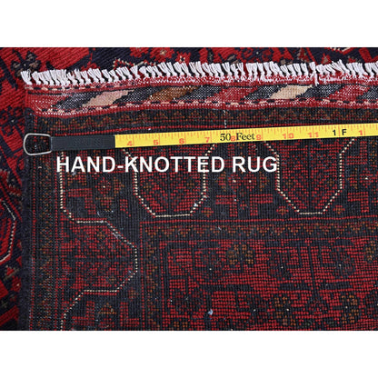 Tribal & Geometric Wool Hand Knotted Rug Red 1.10x5.1 -O0742