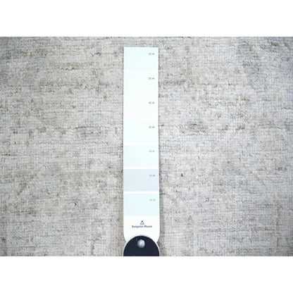 Oushak And Peshawar Wool Hand Knotted Rug Ivory Ivory 2.8X11.0 -O074303