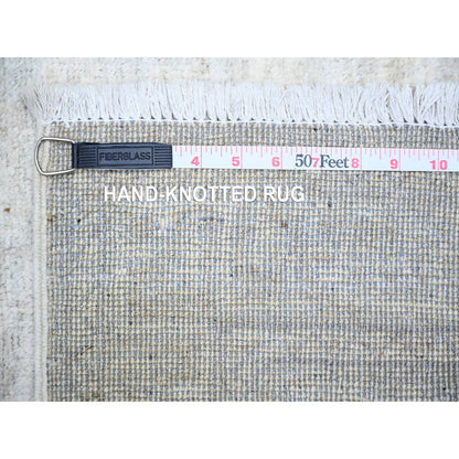 Oushak And Peshawar Wool Hand Knotted Rug Ivory Ivory 2.8X11.0 -O074303