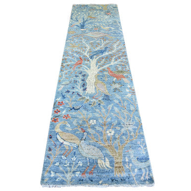 Oushak And Peshawar Wool Hand Knotted Rug Blue No Border 2.7X10.1 -O074314