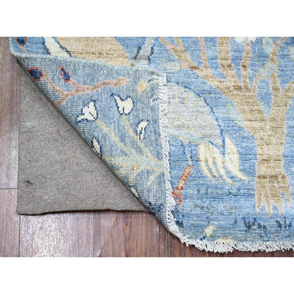 Oushak And Peshawar Wool Hand Knotted Rug Blue No Border 2.7X10.1 -O074314