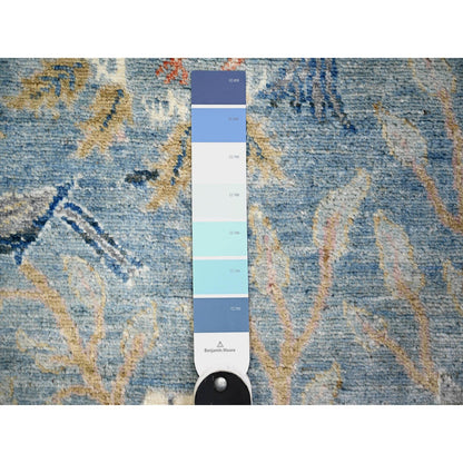 Oushak And Peshawar Wool Hand Knotted Rug Blue No Border 2.7X10.1 -O074314